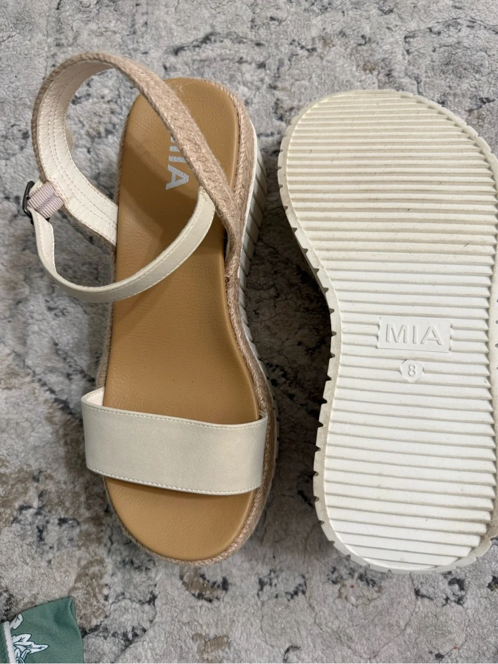 MIA Women’s Cream Espadrille Platform Sandals Size 8